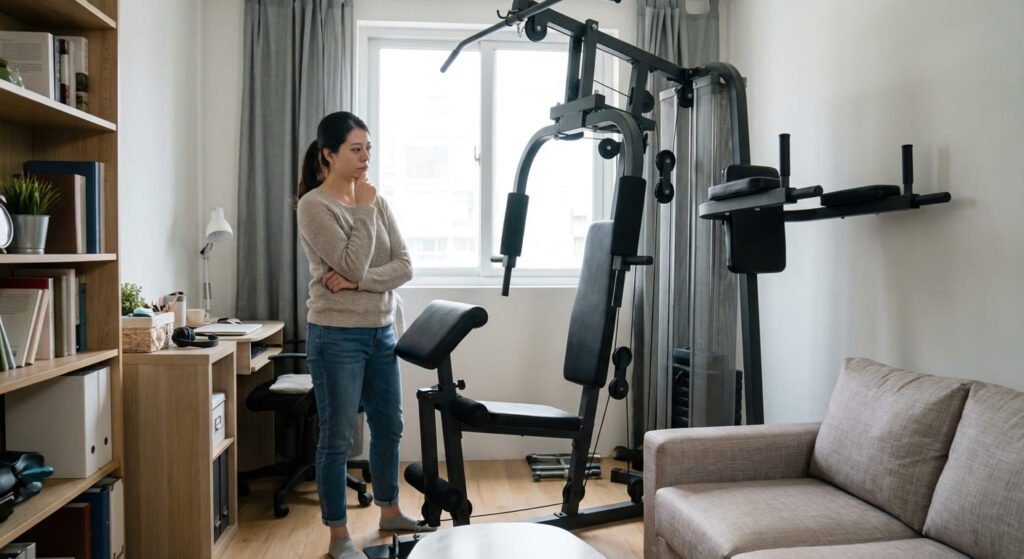 Jėgos treniruoklis netelpantis bute